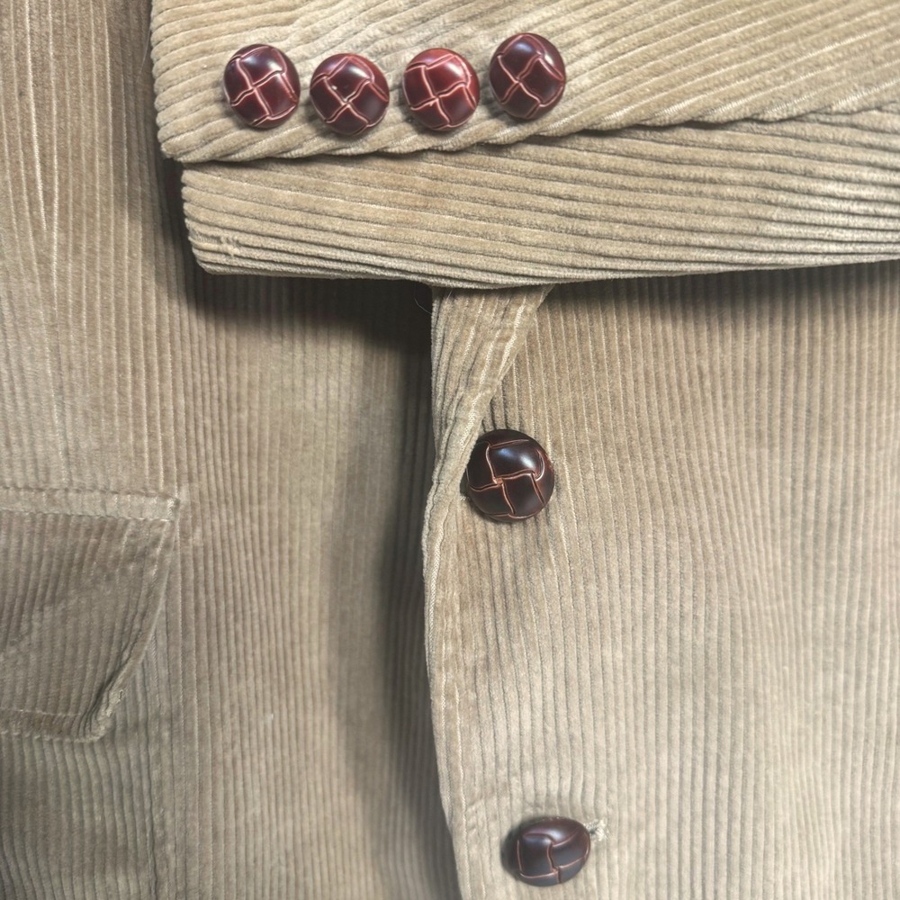 Vintage Men's Tan Corduroy Blazer Jacket 44R Academia Classic Grandpa Two Button - Picture 4 of 8